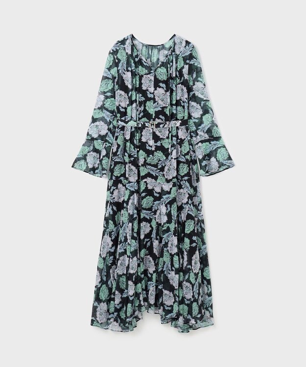 GRACE CONTINENTAL フラワープリントワンピース ブラック