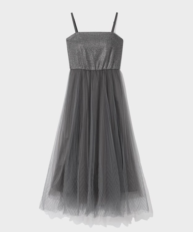 GRACE CONTINENTAL チュールプリーツコンビワンピース グレー