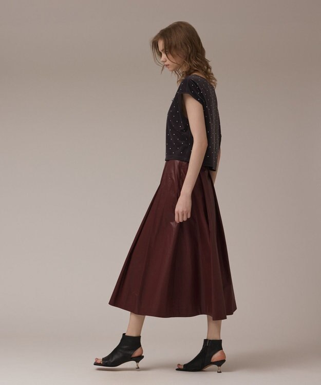 GRACE CONTINENTAL コーティングタックスカート ブラウン