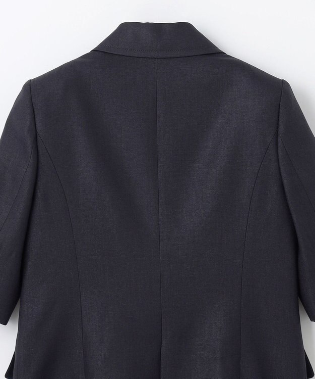 GRACE CONTINENTAL リネンタッチハーフスリーブジャケット ネイビー