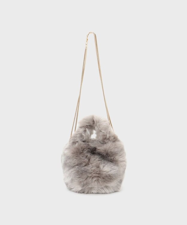 GRACE CONTINENTAL a point etcフェイクファーミニバッグ ライトグレー
