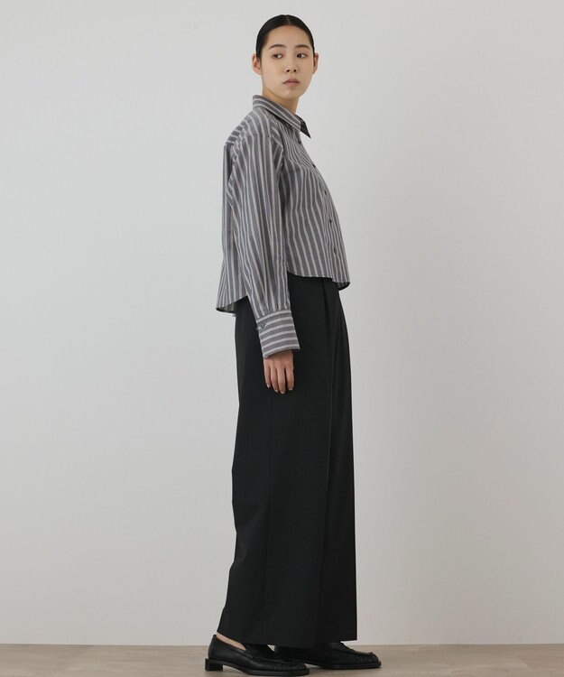 GRACE CONTINENTAL ストライプショートシャツ ブラック