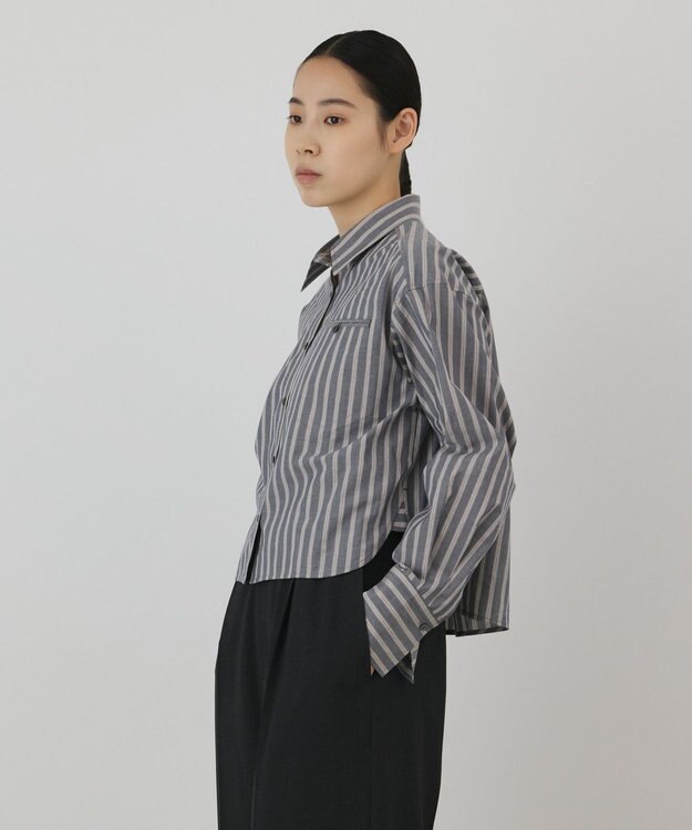 GRACE CONTINENTAL ストライプショートシャツ ブラック