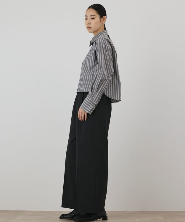 GRACE CONTINENTAL ストライプショートシャツ ブラック