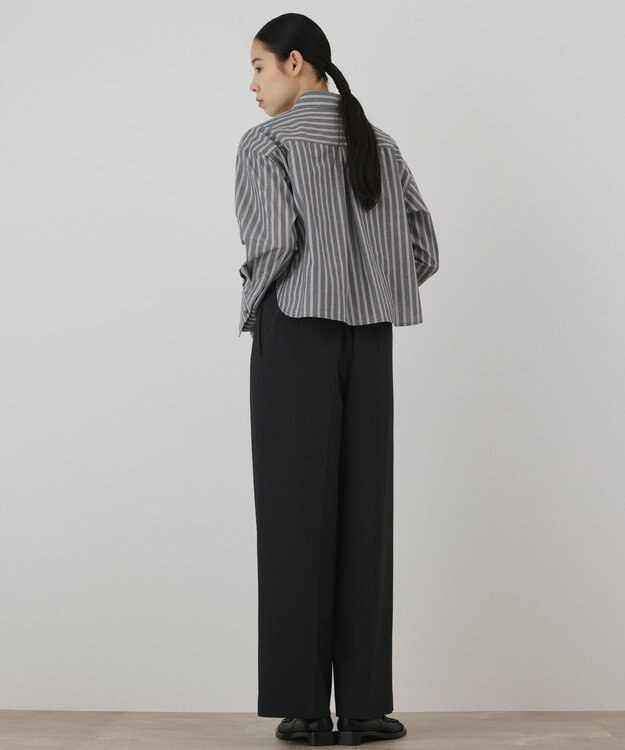GRACE CONTINENTAL ストライプショートシャツ ブラック
