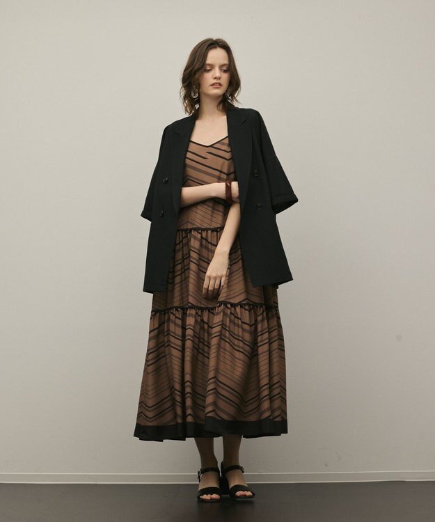 GRACE CONTINENTAL キカプリントキャミワンピース ブラウン