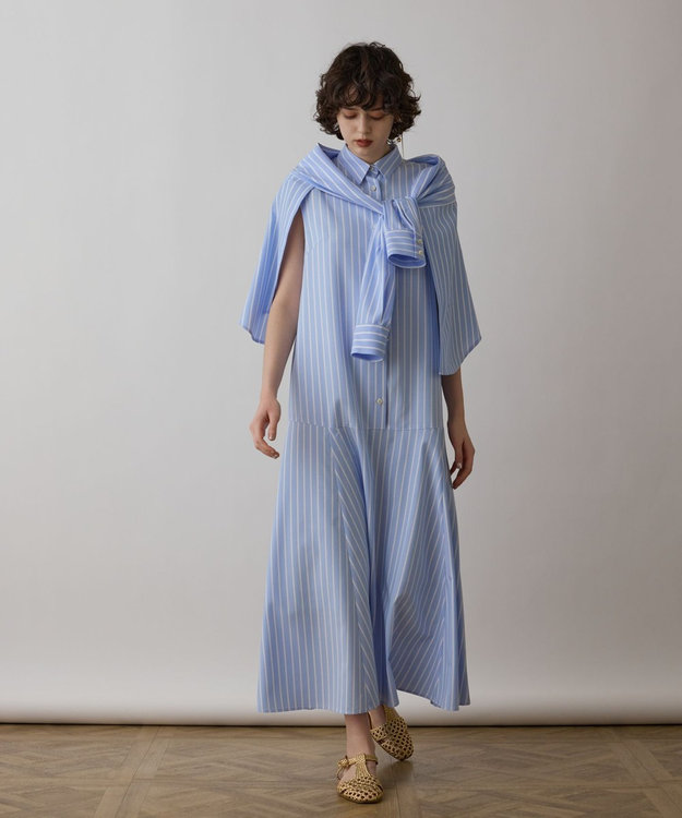 GRACE CONTINENTAL ストライプシャツワンピース ブルー
