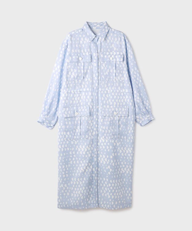 GRACE CONTINENTAL ハーフドットミリタリーワンピース ブルー