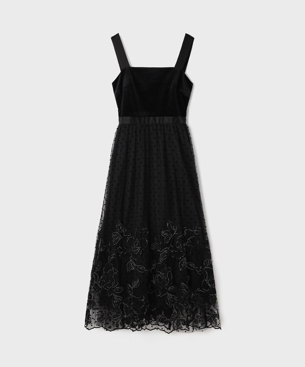 GRACE CONTINENTAL ドットフラワーembドレス ブラック