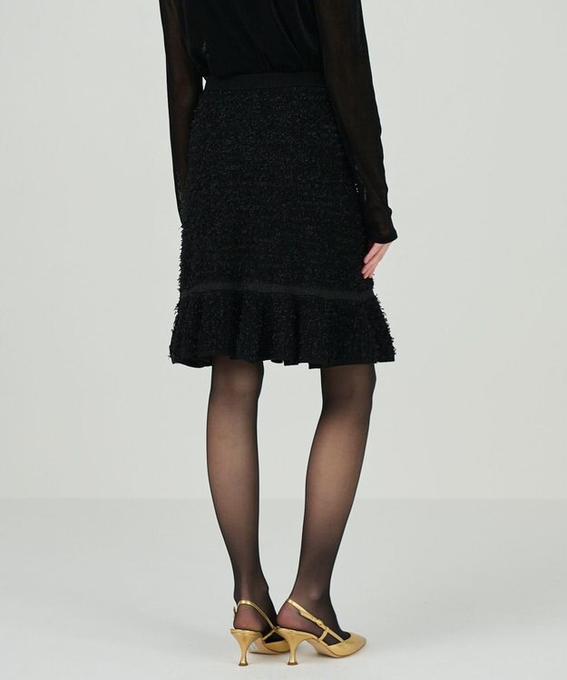 GRACE CONTINENTAL ツイードフレアニットスカート ブラック