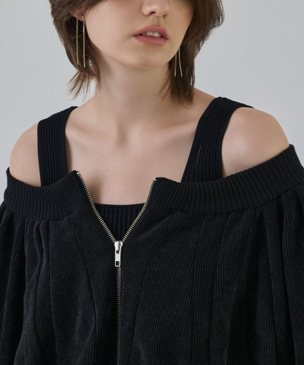 GRACE CONTINENTAL バルーンモールカットカーディガン ブラック