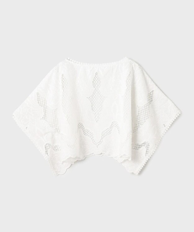 GRACE CONTINENTAL 刺繍ポンチョトップ ホワイト
