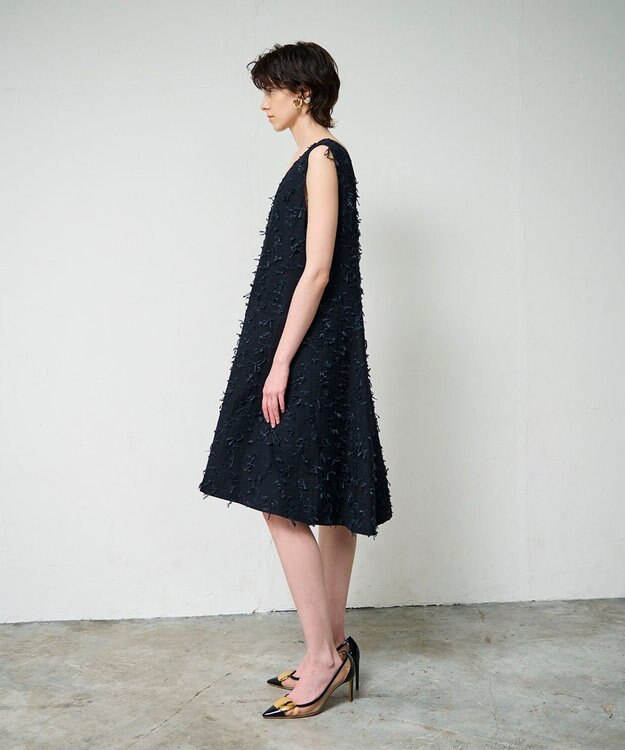 GRACE CONTINENTAL リボンヤーンジレドレス ブラック