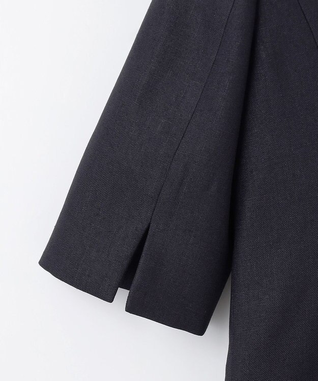 GRACE CONTINENTAL リネンタッチハーフスリーブジャケット ネイビー
