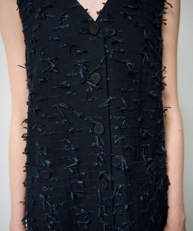 GRACE CONTINENTAL リボンヤーンジレドレス ブラック