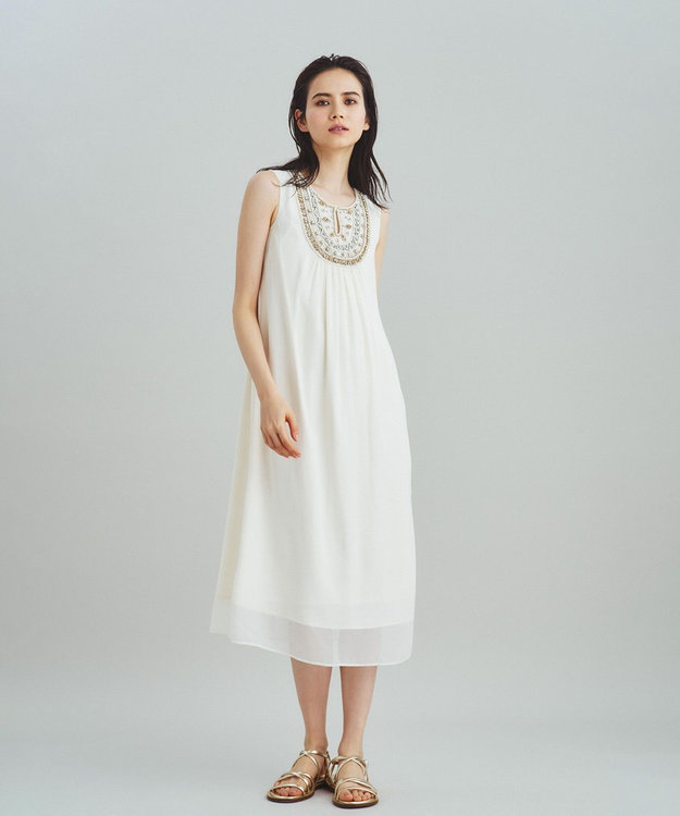 GRACE CONTINENTAL ビジューロングワンピース キナリ