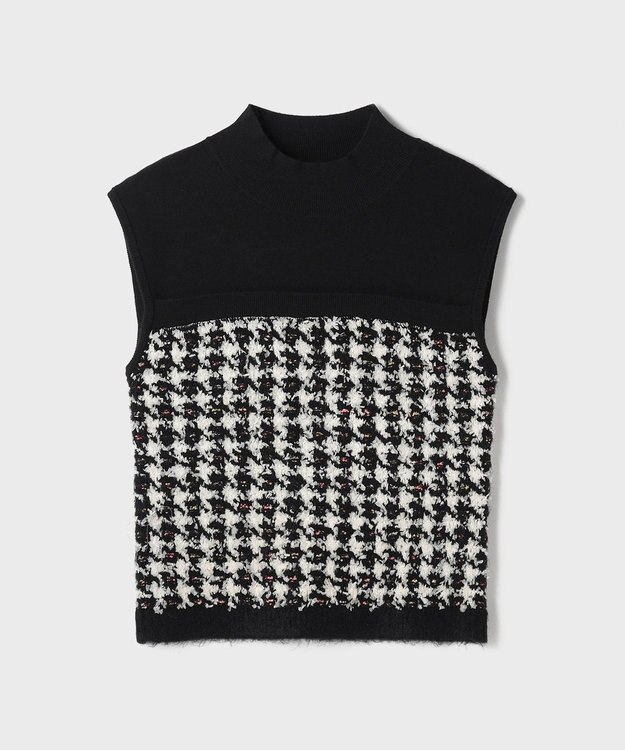 GRACE CONTINENTAL ツイードベアニットトップ ブラック