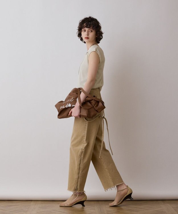 GRACE CONTINENTAL サス付zipデニムパンツ ベージュ