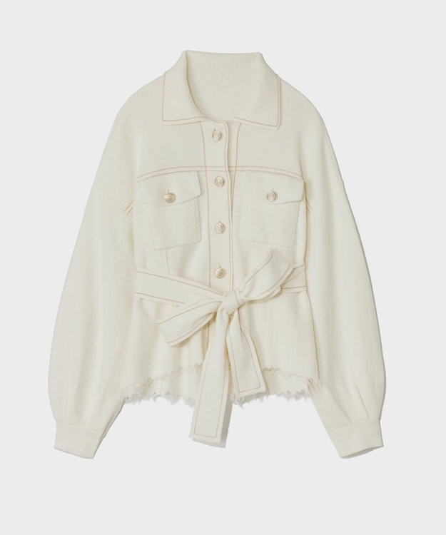 GRACE CONTINENTAL ニットワークジャケット ホワイト