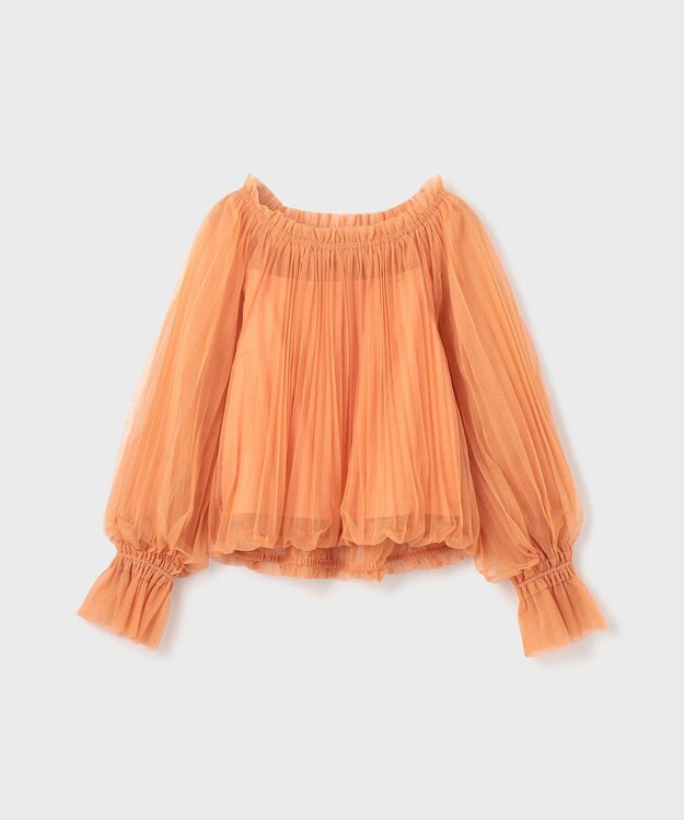 GRACE CONTINENTAL チュールプリーツトップ オレンジ