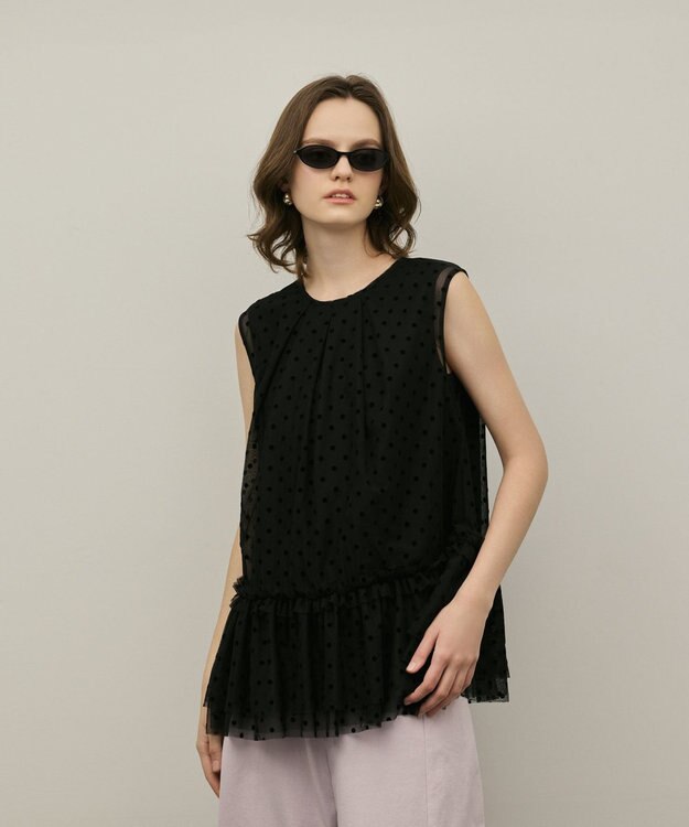 GRACE CONTINENTAL チュールティアードブラウス ブラック