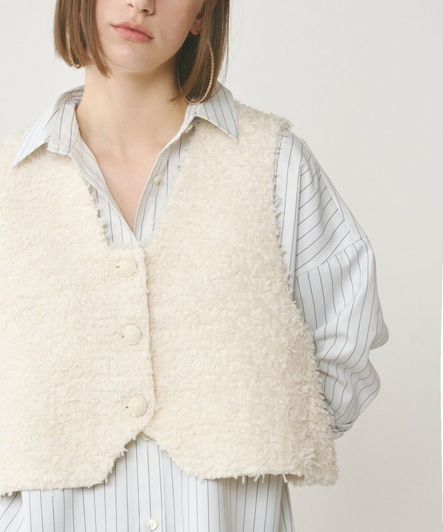 GRACE CONTINENTAL ツイードショートジレジャケット ベージュ