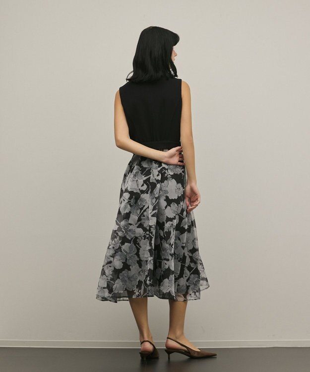 GRACE CONTINENTAL カシュクールフラワープリントワンピース ブラック