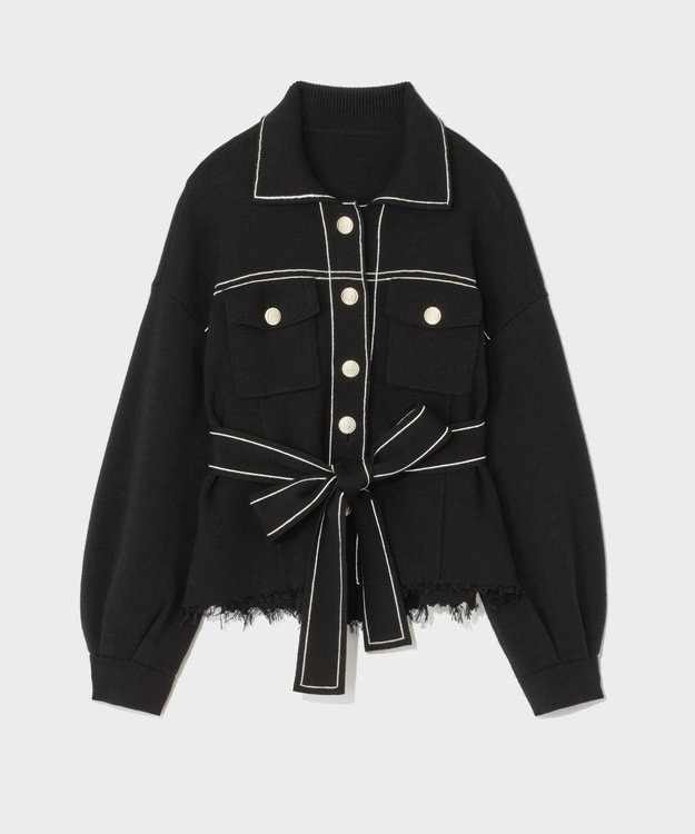 GRACE CONTINENTAL ニットワークジャケット ブラック