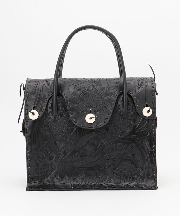 GRACE CONTINENTAL カービングトライブス　カゴバッグ 黒 GRACE CONTINENTAL 期間限定10%OFF カービングバッグM Maestra M