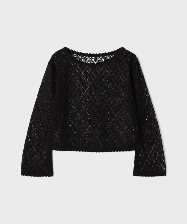 GRACE CONTINENTAL レースフレアスリーブトップ ブラック