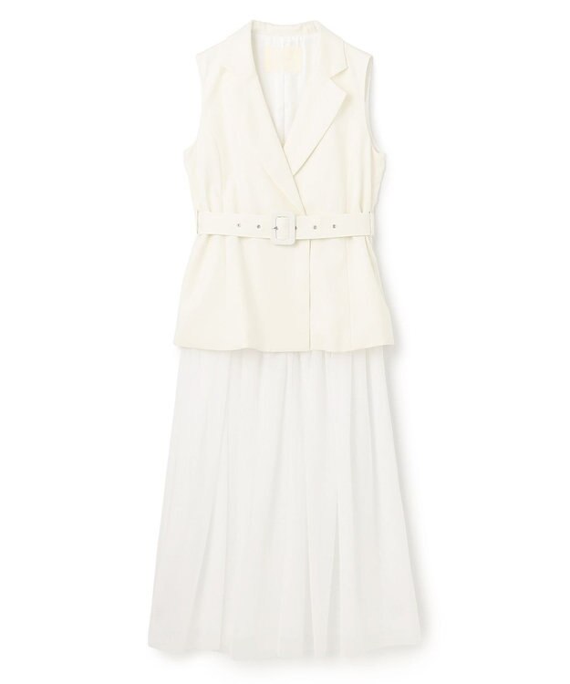 GRACE CONTINENTAL テーラーチュールワンピース ホワイト