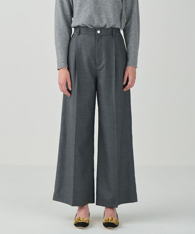 GRACE CONTINENTAL ウールワイドパンツ グレー