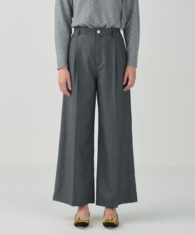 GRACE CONTINENTAL ウールワイドパンツ グレー