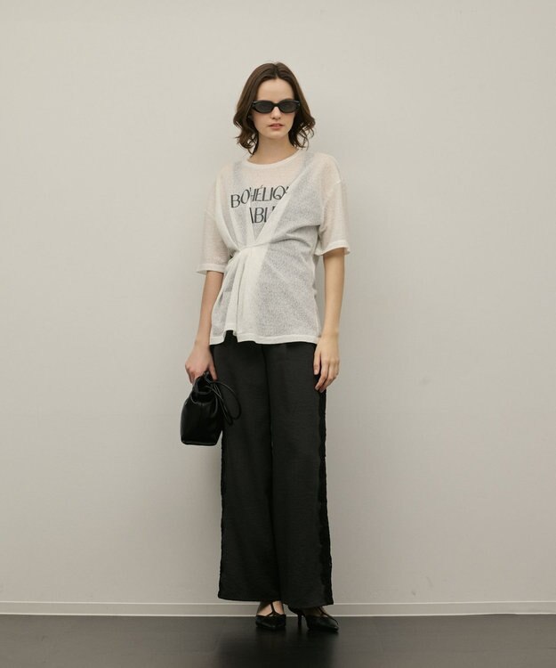 GRACE CONTINENTAL サイドレースパンツ チャコール