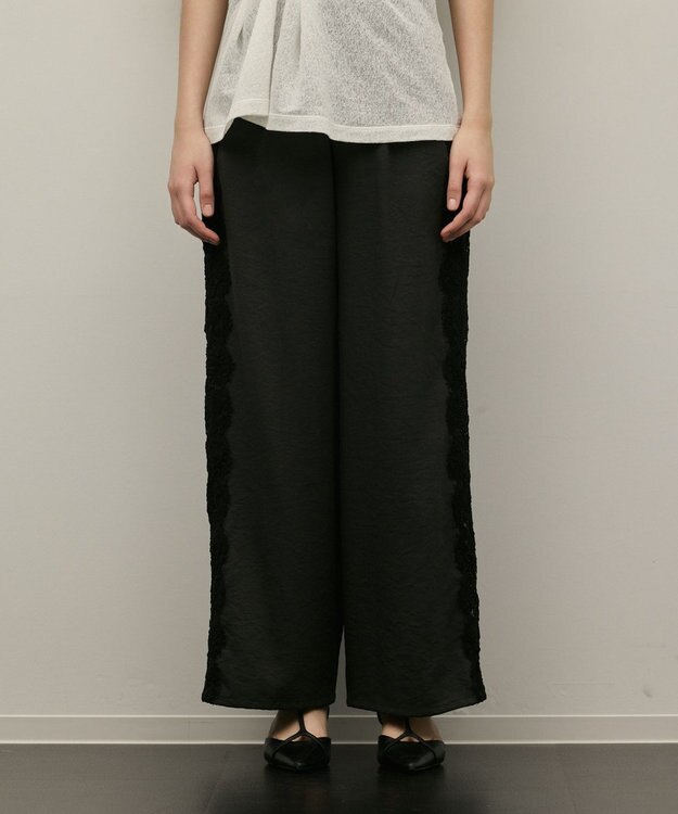 GRACE CONTINENTAL サイドレースパンツ チャコール