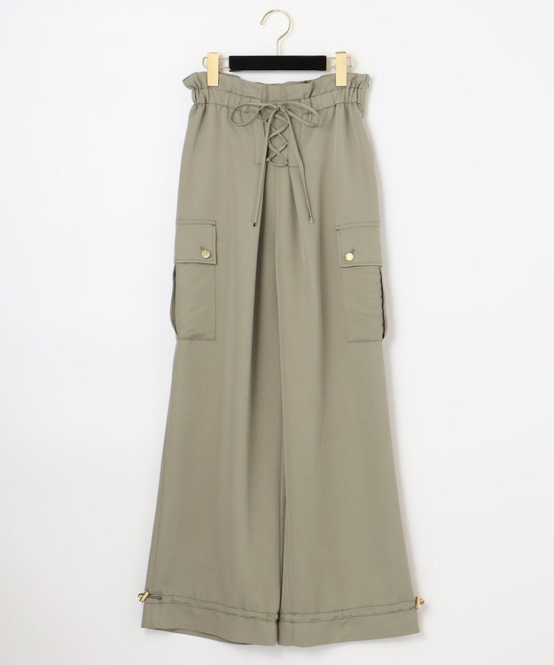極美品✨グレースコンチネンタル 現行 カーゴパンツ リボン キャメル 2024 サテンカーゴパンツ / GRACE CONTINENTAL | GRACE CONTINENTAL