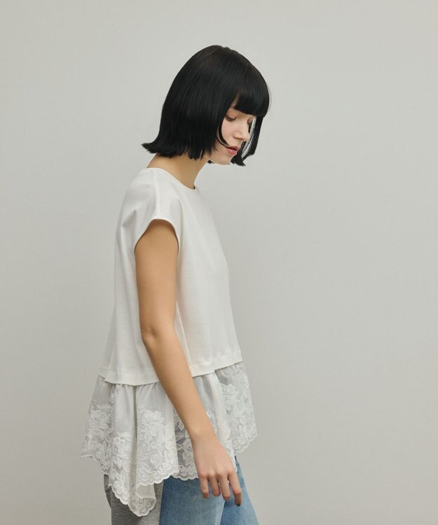 GRACE CONTINENTAL ヘムembカットトップ ホワイト