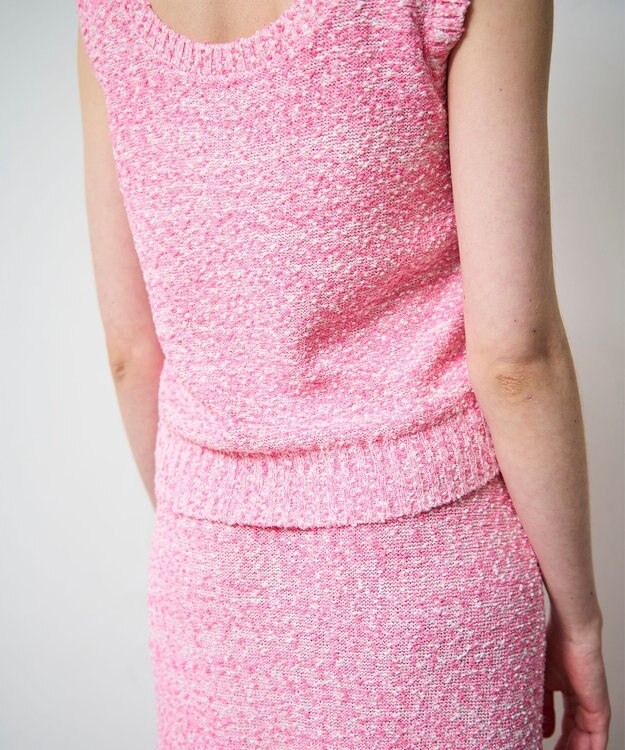 GRACE CONTINENTAL ネップツイードニットノースリーブ ピンク