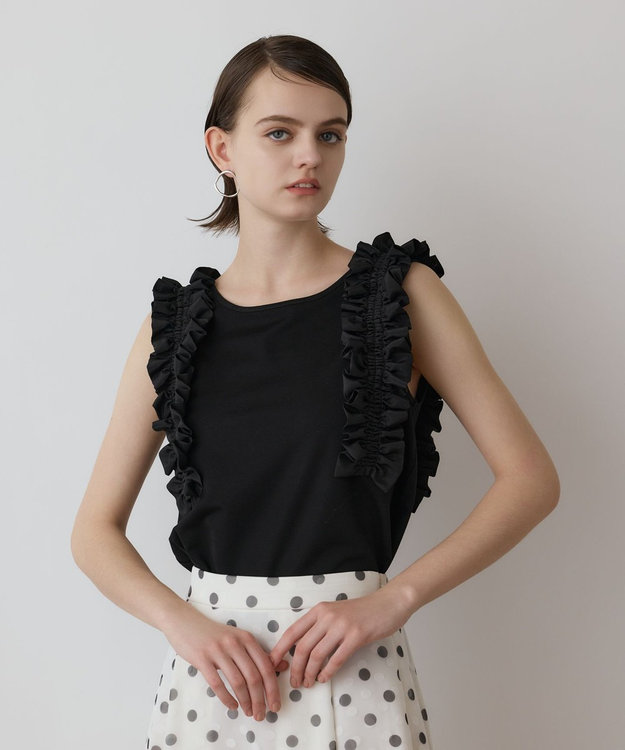 GRACE CONTINENTAL フリルカットトップ ブラック