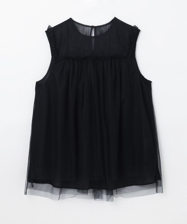 GRACE CONTINENTAL チュールノースリーブ トップ ブラック