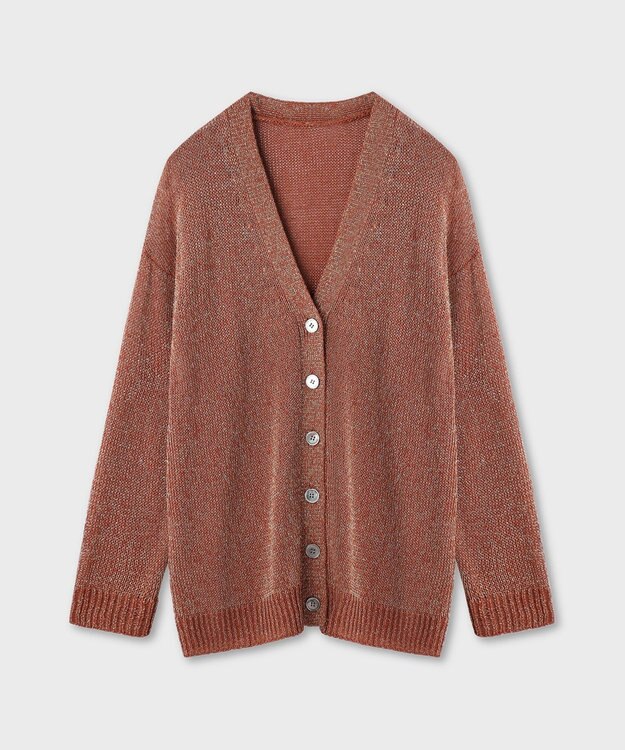 GRACE CONTINENTAL ラメルーズニットカーディガン ブラウン