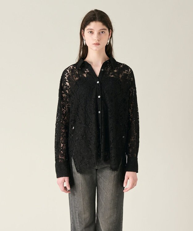 GRACE CONTINENTAL コードレースオーバーシャツ ブラック