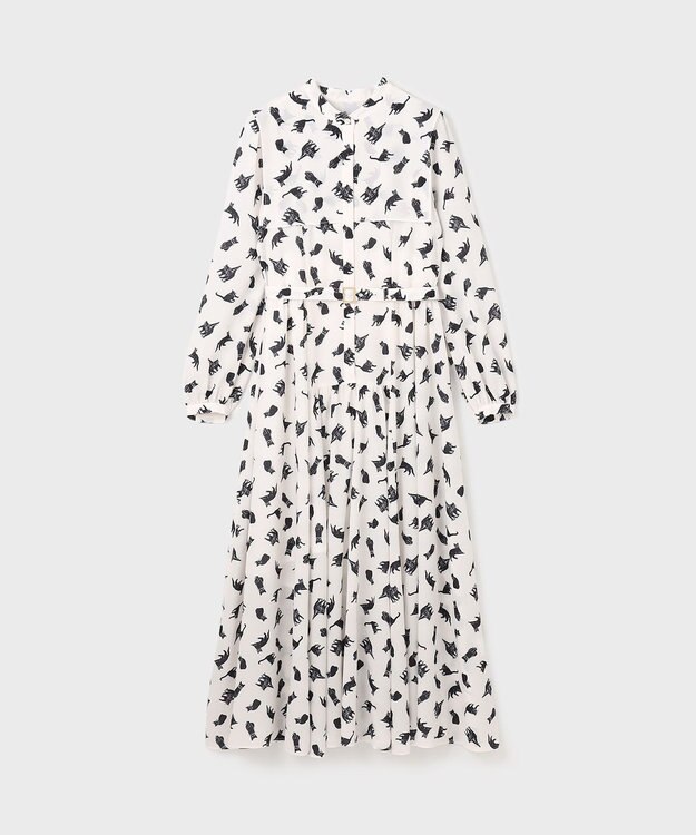 GRACE CONTINENTAL キャットプリントフライヨークワンピース キナリ