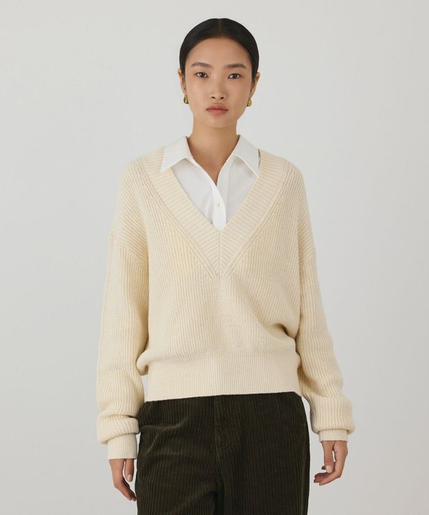 GRACE CONTINENTAL シャツカラーニットトップ キナリ