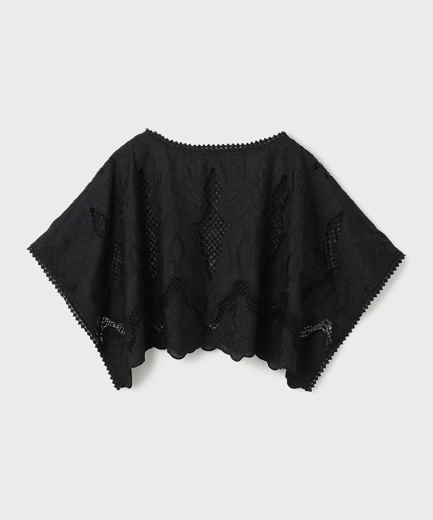 GRACE CONTINENTAL 刺繍ポンチョトップ ブラック