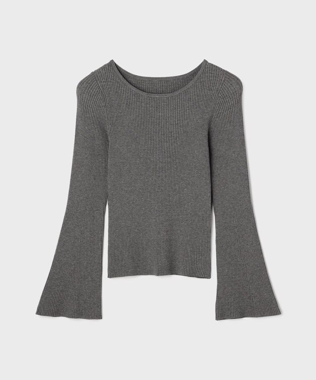 GRACE CONTINENTAL アイレットリブニットトップ グレー
