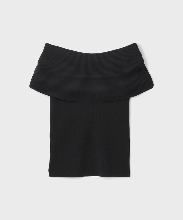 GRACE CONTINENTAL オフショルリブニットトップ ブラック