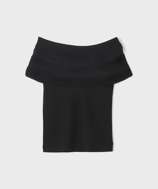 GRACE CONTINENTAL オフショルリブニットトップ ブラック