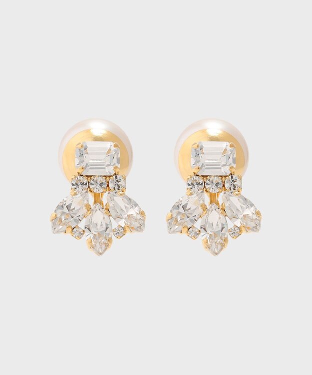 GRACE CONTINENTAL ビジューパールイヤークリップ ホワイト