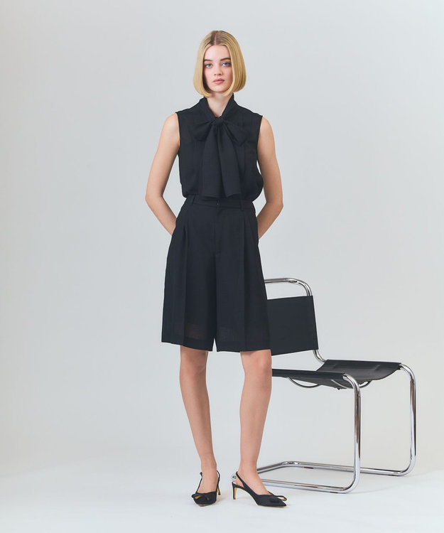 GRACE CONTINENTAL リネンライクシアーパンツ ブラック